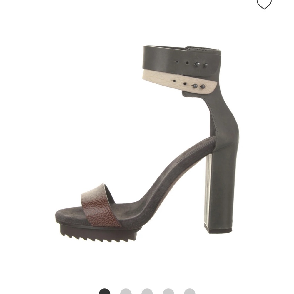 Brunello Cucinelli (38.5)green brown colorblock platform sandal.